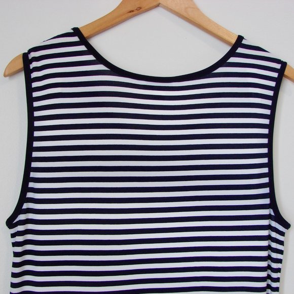 Maxi Dress Nautical Cruise Blue White Stripe Tall Sleeveless by Spanner Medium - Picture 16 of 16